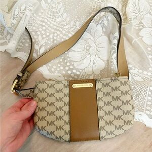 Michael Kors Tan and Beige MK Logo Fanny Pack